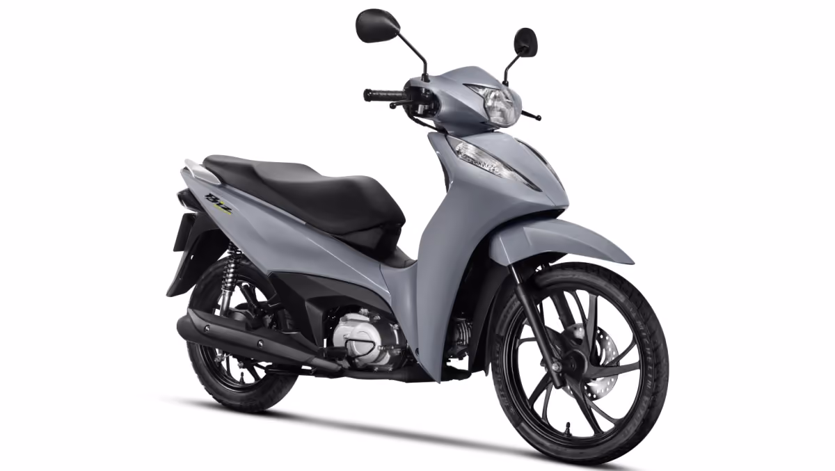 Moto Honda Biz 125 City Galeria De Fotos Diagonal Dianteira Direita Cinza Completa